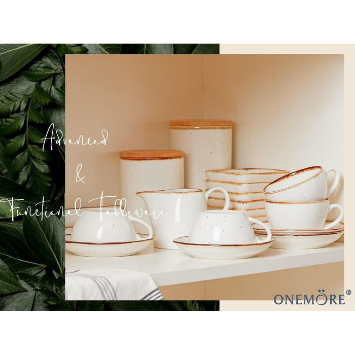 One more Cappuccino cups made of white ceramic, with saucers, 190 ml, espresso cups 4-piece set, for cafe and mocha, creamy white