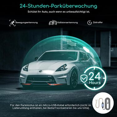 Відеореєстратор COOAU D30S 4K з GPS, WiFi, двома камерами (передньою 4K та внутрішньою 2.5K), інфрачервоною нічною зйомкою, G-сенсором, паркувальним режимом та підтримкою карт пам'яті до 256GB