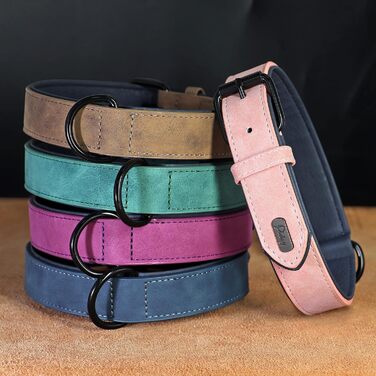 Нашийник для собак Didog з м'якої шкіри, регульований, з нержавіючою металевою застібкою, L (33-43 см, 10-20 кг, Колір: Коричневий)