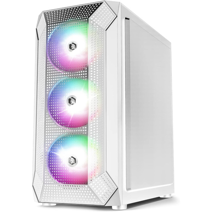 Корпус для ПК EMPIRE GAMING Diamond Gamer ARGB середнього розміру ATX з фасадом з алмазного плексигласу та скляною бічною панеллю, 4 вентилятори 120 мм RGB адресуємими (Ruby W)