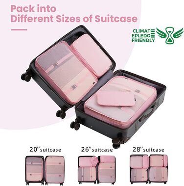 Набір органайзерів для подорожей BAGAIL (10 шт.) – рожевий колір, різні розміри