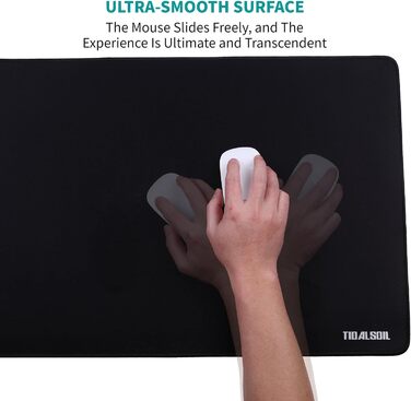 Килимок для миші геймерський XXL 900x400 мм, чорний, з гумовою основою - килимок для ігор та офісу, довговічний, з бортиком