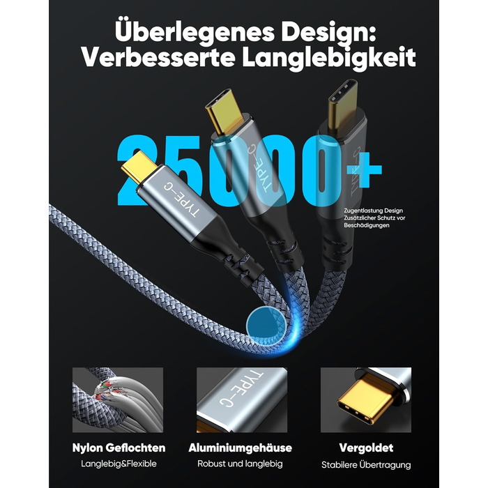 Кабель USB C на HDMI Highwings 4K@60Hz 1.8м (сірий), сумісний з iPhone, MacBook, iPad, Surface, Galaxy