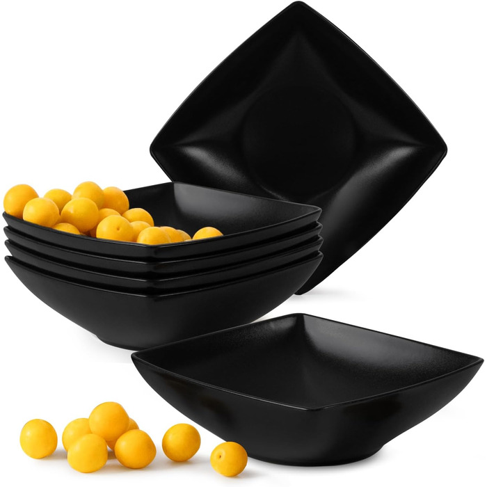 Набір посуду Konsimo для 6 осіб (18 предметів) - EPIRI: Сучасний сервіз з чорного матового стекопласту для сім'ї