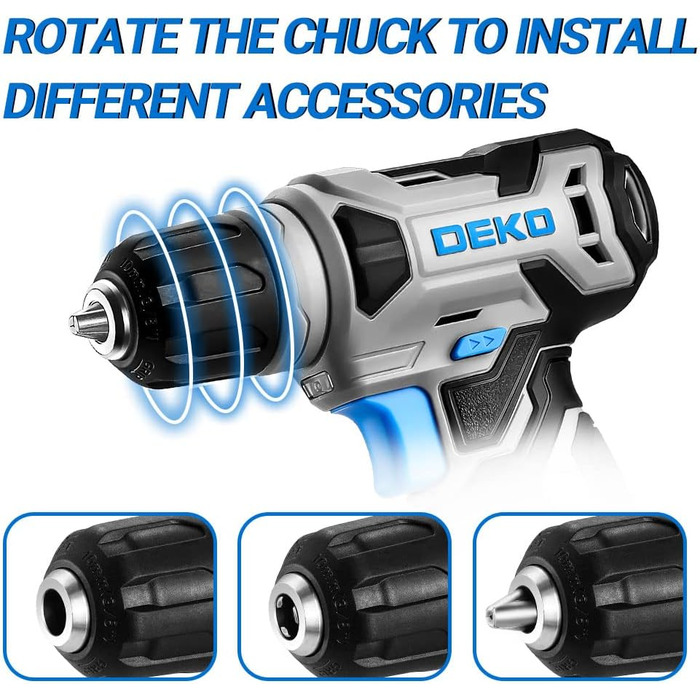 Акумуляторний шуруповерт DEKOPRO 8V 42шт: комплект з аксесуарами, ударний, LED-ліхтар, 12Nm, регульована швидкість, для ремонту будинку