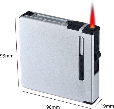 Вишукане екіп для курців: Zigarettenetui CAM2 з феєрверком, автоматичним виштовхуванням та електронним перезаряджуваним запальничкою (20 цигарок, сріблясте скло)