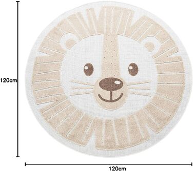 Paco Home Kids Rug Children's Room Outdoor Rug Round Play Rug Modern 3D Effect, Size: Ø 120 cm Round, Color: Beige