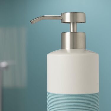 Дозатор для мила Sealskin Doppio, з натурального порцеляни, без свердління, для ванної кімнати та кухні, ручний розпис (Аква, Single)