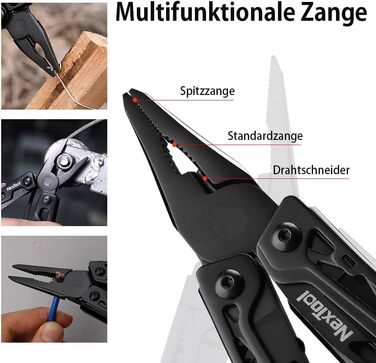 NexTool Multitool, 11-in-1 Multitool, Folding Stainless Steel, Multifunctional Tool with Knife, Scissors, Bottle Opener, and Wood Saw, 9 Screwdriver Bits, Nylon Pouch for Gifts for Men