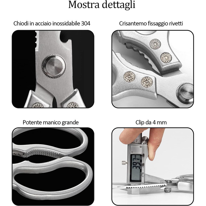 Ніж-ножиці кухонні з нержавіючої сталі, універсальні, з відкривачем для пляшок, для птиці, риби, м'яса, зелені, горіхів, миється в посудомийній машині (чорний)