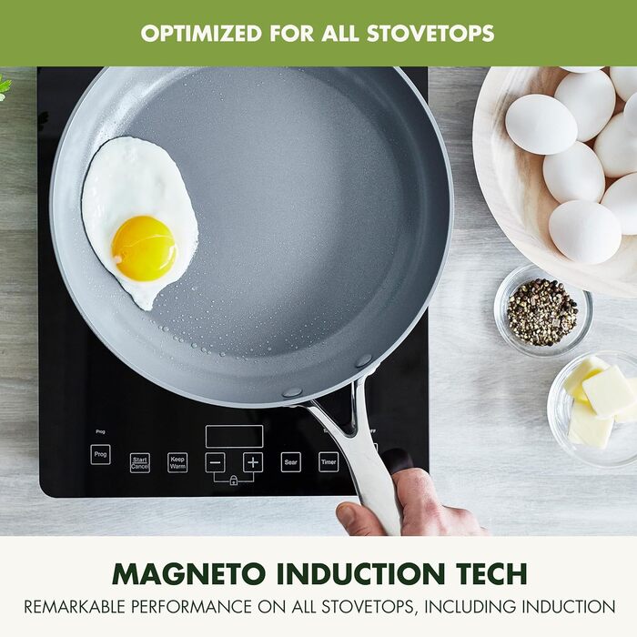 GreenPan Valencia Pro 16-Piece Cookware Set with Harteloxed, Healthy, Ceramic Non-Stick Coating, PFAS-Free, Induction, Dishwasher Safe, Oven Safe, Gray Cookware Set