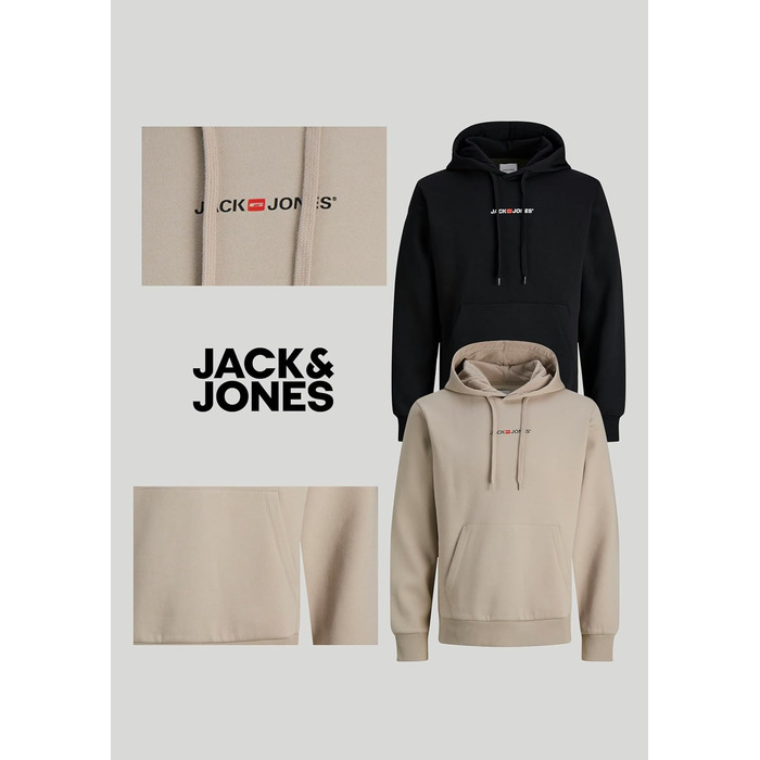 Набір чоловічих худі JACK & JONES (2 шт.) — бавовняний світшот з каптуром, вуличний одяг для відпочинку, кольори: чорний, темно-зелений/бежевий, розмір M