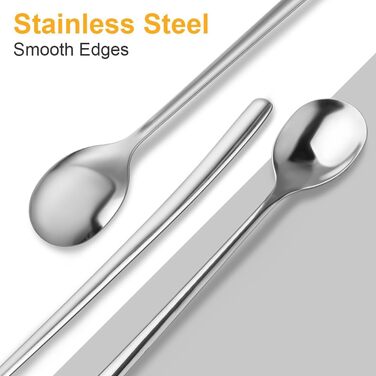 Набір ложок для лате макіато, 8 шт., 24 см, нержавіюча сталь, для десертів, кави, молочних коктейлів, морозива, придатні для миття в посудомийній машині, сріблясті