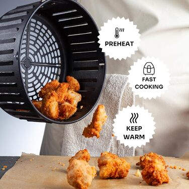 Фритюрниця повітряна MELLERWARE 1450W з скляним контейнером 4.5L, 9 програм, сенсорний дисплей, таймер 60 хв, для миття в посудомийній машині