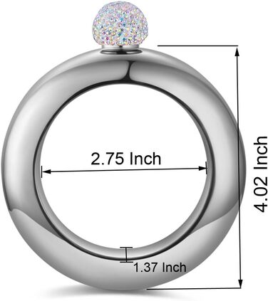 Набір флакончиків Qingo з браслетом, перстнем та флаконом, креативний нержавіючий сталь, 304 сталь, 100 мл, чорний з кришкою зі стразами (рожевий з кришкою зі стразами)