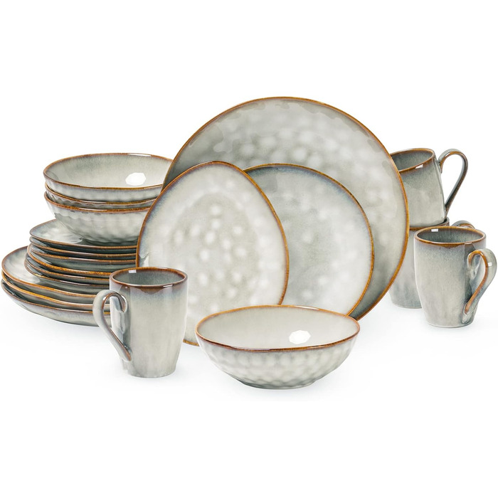 Henten Home Coffee Mug Set, Ceramic, 4-Piece - 350ml for Coffee, Cappuccino, and Latte Macchiato - Beige