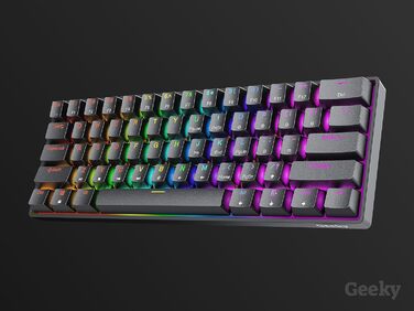 Geeky GK61: Механічна ігрова клавіатура 61% з RGB підсвічуванням | Hot-Swap | ANSI US | Speed Silver Switch (Чорний)