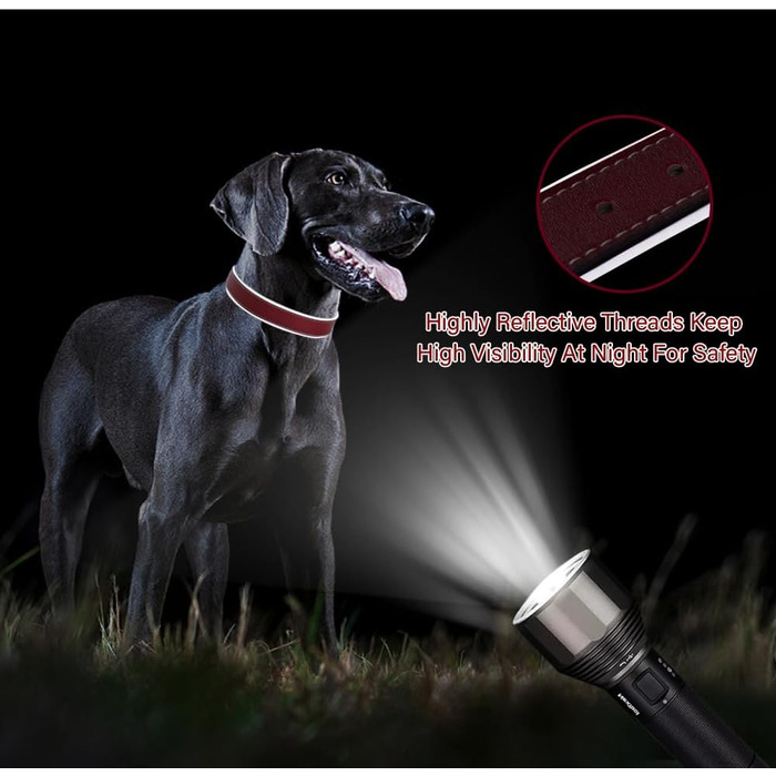 Відбиваючий поводок для собак, регульований, м'який, для малих, середніх та великих собак (довжина 46-56 см), червоний, S