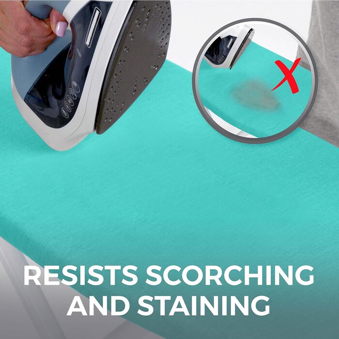HOME GENIE Reflective Silicone Ironing Board Cover, 38.1 x 137.2 cm, fits large and standard boards, pads resist burns and stains, elastic edge covers, thick padding, no 15