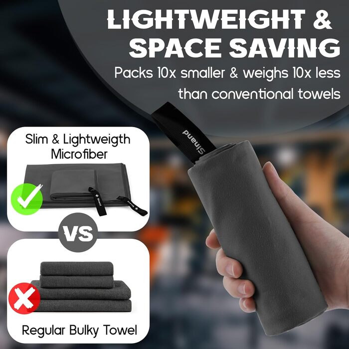 Набір рушників з мікрофібри 2 шт. | 180x60 см великий рушник для душу + 80x40 см маленький рушник для обличчя | Швидковисихаючі рушники з мікрофібри, спортивний рушник для фітнесу, пляжу, тренажерного залу (темно-сірий)