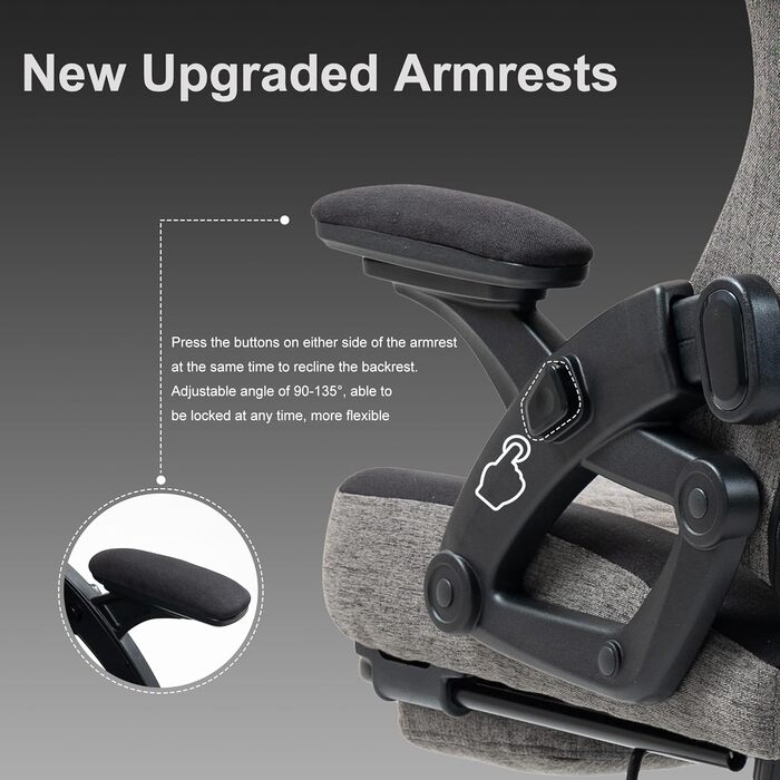 Геймерське крісло Racing Ergonomic Stoff Schwarz Grau з регульованою підголівкою, підлокітниками та підставкою для ніг