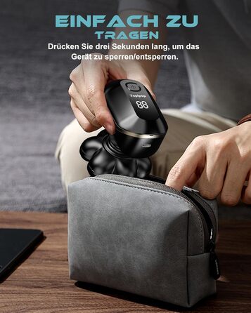 Машинка для гоління голови Glatzen Herren 7D, водонепроникна, для сухого та вологого гоління, з LED дисплеєм, Type-C, чорна