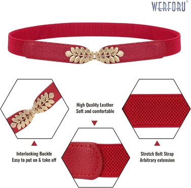 Жіночий еластичний пояс WERFORU Vintage Широкий пояс для суконь та одягу. Кольори: чорний, білий, коричневий, бежевий. Розмір: 67-79 см