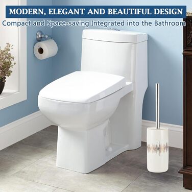 Набір для туалету GeruiKE: щітка для унітазу з керамічним тримачем (сірий матовий, білий & золотий)