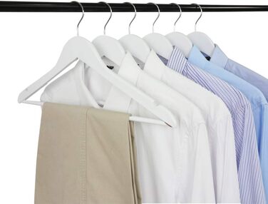 Дерев'яні вішалки для одягу з виступами для спідниць та штанів, 360° обертання, 20 шт. (білі)