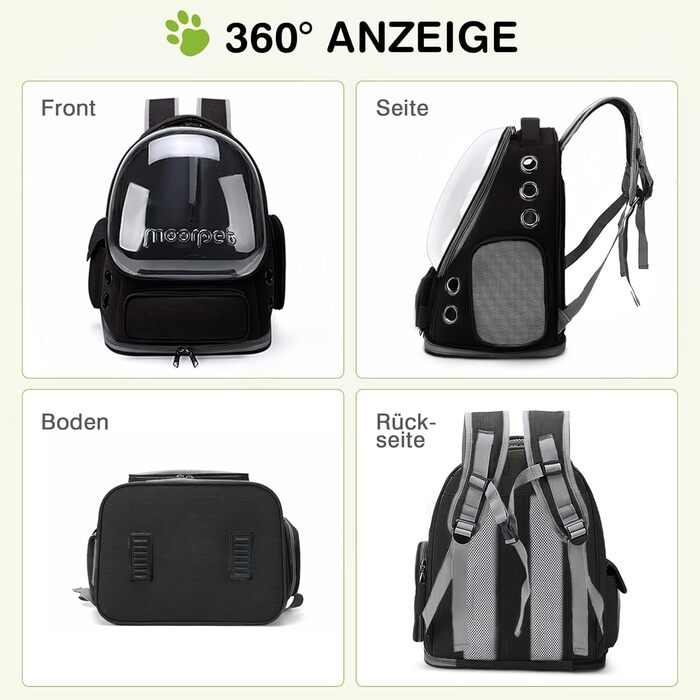 Рюкзак-переноска для котів та собак ALLSOPETS Bubble Carrier – чорний (до 7.5 кг)