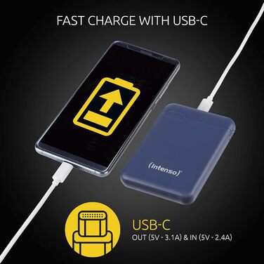 Powerbank Intenso XS 5000mAh: зарядний пристрій для смартфона, планшета, MP3-плеєра, цифрової камери (блакитний)