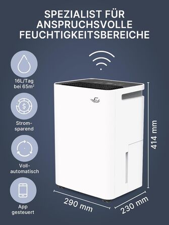 Електричний осушувач повітря Comedes Demecto 30 eco WiFi (25 л/24г) - для дому, підвалу, квартири, будинку. Керування через додаток.