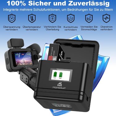 Акумулятор Homesuit Hero 12 1800mAh + LED зарядний пристрій USB-C (2 шт.) для GoPro Hero 12/11/10/9 Black