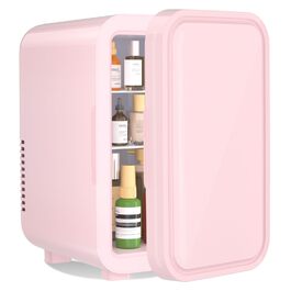 Міні-холодильник YASHE, 6 літрів, 8 банок, 220–240 В AC/DC, портативний термоелектричний охолоджувач, для спальні, догляду за шкірою, напоїв, офісу, гуртожитку та авто, рожевий