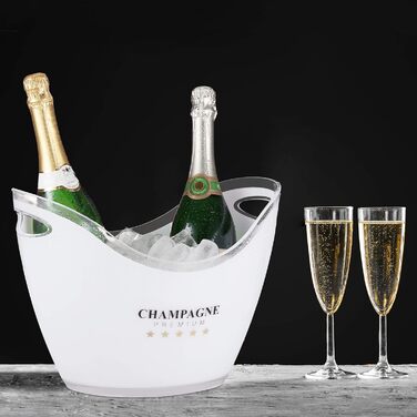 Relaxdays Champagne Cooler - 6L Premium Ice Bucket - White Drink Chiller for Parties