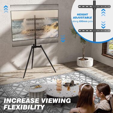 RFIVER Adjustable TV Stand with Swivel Base - Fits 32-65 Inch TVs (VESA 400x400mm, 35kg)