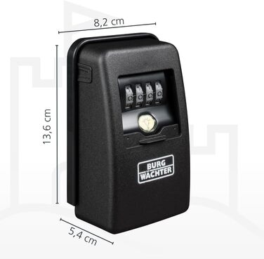 Кейс-сейф для ключів Burg-Wächter Key Safe 60 L SB з 4-значним кодом, магнітний, з підсвіткою, для зовнішнього та внутрішнього монтажу, чорний