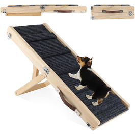 Рампа для собак та котів, регульована висота 25-48 см, з антиковзною поверхнею, дерев'яна, складна
