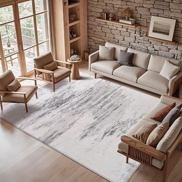 Килим Safunion для вітальні: великий, сучасний, абстрактний, короткий ворс, м'який, для спальні (80x120 см, 120x160 см), абстрактний, слонова кістка/багатобарвний