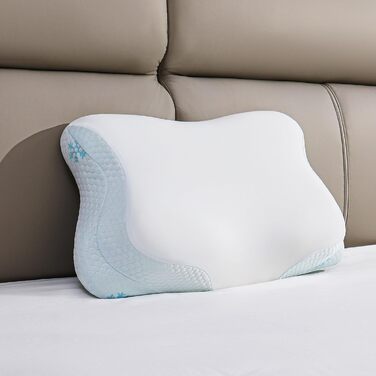 Ортопедична подушка CloudÉtoile з Memory Foam 2-в-1: ергономічна подушка для сну на боці, спині та животі. Біла, 64x38x12 см.