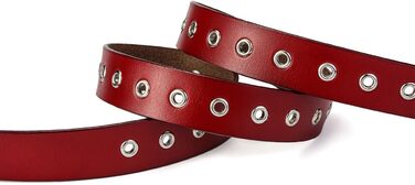 Жіночий шкіряний ремінь з металевою пряжкою для джинсів Dreess, ширина 1.1 см (S: 95 см, підходить для обхвату талії 75-84 см, колір: червоний)