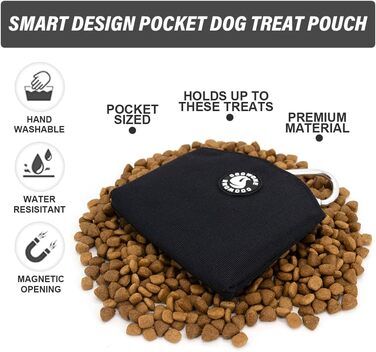 Сумка для ласощів для собак COOWONE, з магнітною застібкою, 900D Oxford, для дресирування та прогулянок, чорна