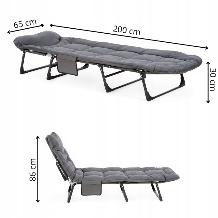 Польове ліжко Springos, 200 см x 65 см, сіре