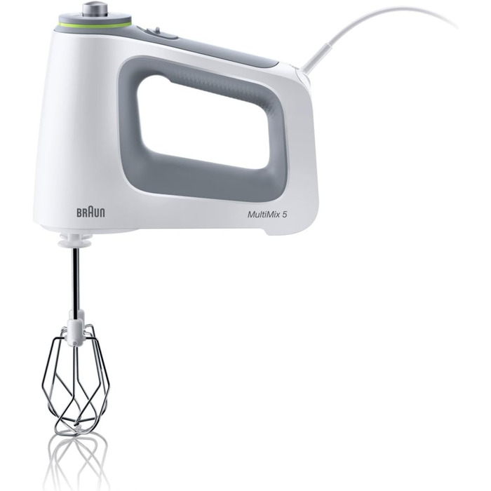 Braun MultiMix 5 HM 5107 Hand Mixer – Handheld mixer with variable speed control, including whisk, dough hooks, hand blender, and 600 ml mixing and measuring cup, 750 Watt, white HM 5107 Single
