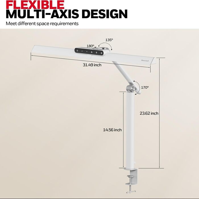 LED лампа Honeywell HJ1 Sunturalux™ для офісу та дому: регульоване світло, кріплення, захист очей, гнучкий дизайн