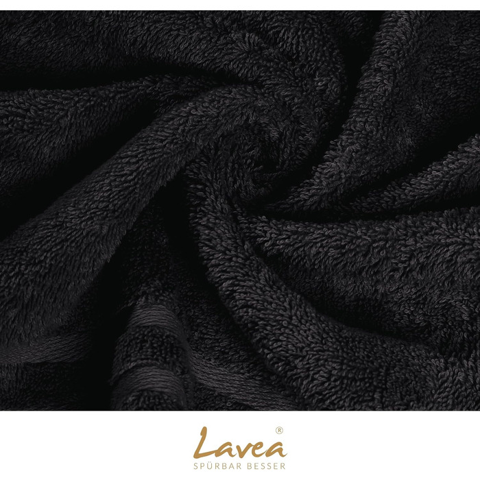 Набір банних рушників Lavea Elena (4 шт.), 100% бавовна, м'яка махрова тканина, 70x140 см, білий та чорний