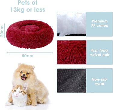 Килимок для котів та собак 50x50 см, круглий, плюшевий, зручний, для маленьких тварин, легко миється, колір: інгібер (коричневий)