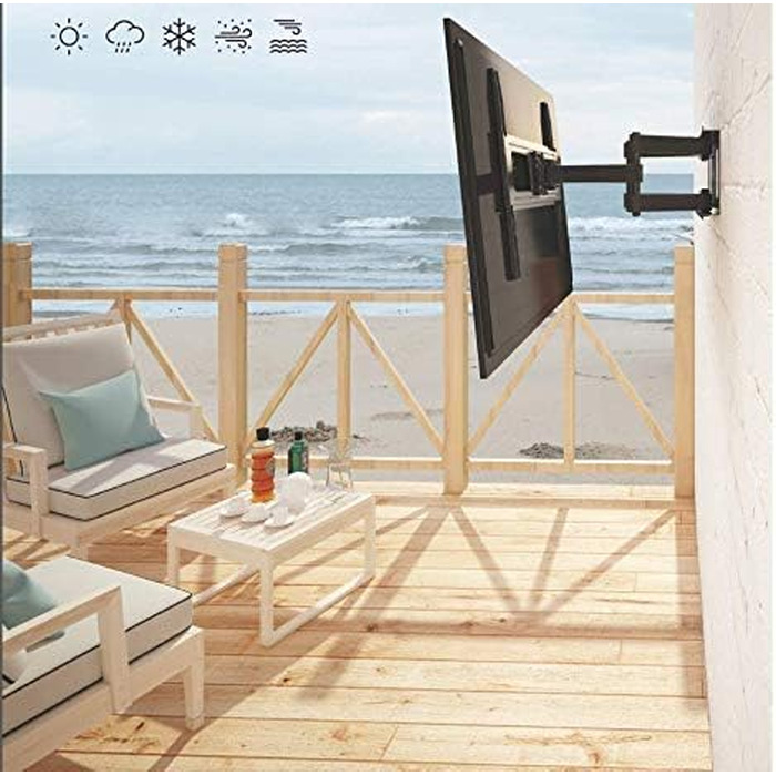 Кронштейн для телевізора Mount Plus MP-LPA36-443W вуличний, поворотний та нахильний, для ТБ 32-70 дюймів (81-178 см), вологостійкий, з подвійним плечем