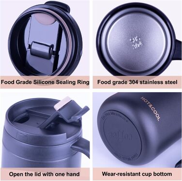 Термокружка з нержавіючої сталі 500 мл з кришкою та ручкою, подвійні стінки, вакуумна ізоляція, для подорожей та кемпінгу