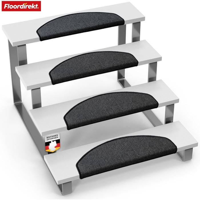 London Pro Stair Treads - Anthracite Grey - 15 Piece Set - 25x65 cm Non-Slip Stair Mats
